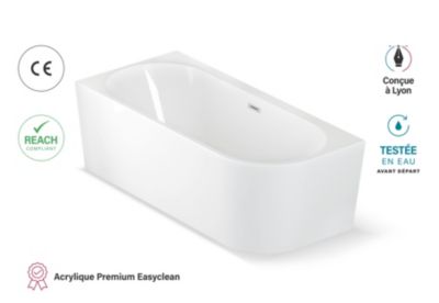 Baignoire semi-îlot murale CAPRI 180 Gauche L. 180 x l. 81 cm, by SPALINA