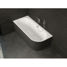 Baignoire semi-îlot murale CAPRI 180 Gauche Noire L. 180 x l. 81 cm, by SPALINA