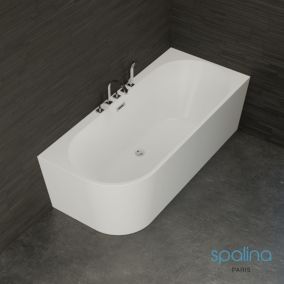 Baignoire semi-îlot murale CAPRI DROITE+Robinetterie Chromée L. 170 x l. 76 cm by SPALINA