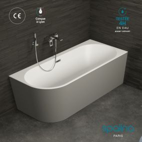 Baignoire semi-îlot murale Capri Grise Mate Droite, 170x76cm, by SPALINA