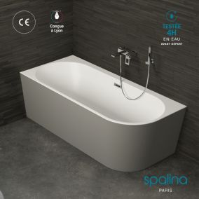 Baignoire semi-îlot murale Capri Grise Mate Gauche, 170x76cm, by SPALINA