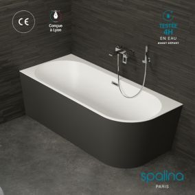 Baignoire semi-îlot murale CAPRI Noire Mate Gauche 170x76cm, by SPALINA