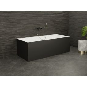 Baignoire semi-îlot Murale COBALT 170 Noire L. 170 x l. 75 cm, by SPALINA