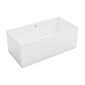 Baignoire semi-îlot rectangulaire - 250 L - 150 x  75 x 58 cm  - Blanche - Acrylique -  PIKAIA