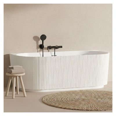 Baignoire STRIA murale striée acrylique blanche 170cm