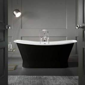 Baignoire sur socle en fonte emaillee COVENTRY Noire 173 cm Peinture noire (baignoire et socle)