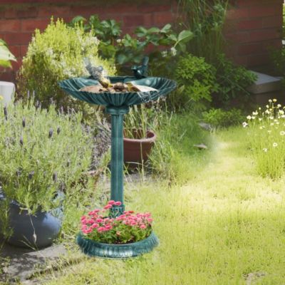Bain d'oiseaux abreuvoir avec base de jardinière vert antique