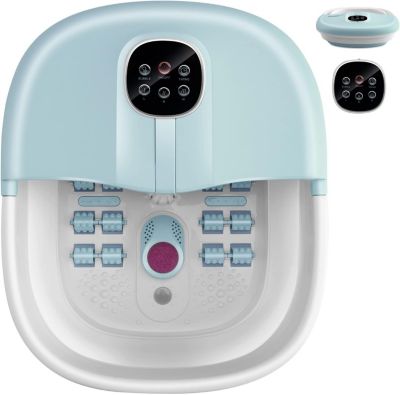 Bain de Pieds avec 16 Rouleaux de Massage,avec Chauffage, Temperature Reglable,Telecommande, Minuterie 20 a 60 Min,(Bleu ciel)