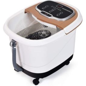 Bain de Pieds Hydromasseur Électrique sur roulettes Fonction Massage Douche Réglable 15L Brun