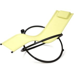 Bain de Soleil a Bascule Pliable avec CoussinAmovible et Porte Gobelet Charge Maximale 180 KG