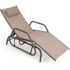 Bain de Soleil  avec Accoudoir et Oreiller Amovible Charge 160 KG Marron