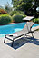 Bain de soleil avec brise soleil Toscane DCB Garden aluminium et textilène noir L 203 x l 63 x H 37,5/120 cm