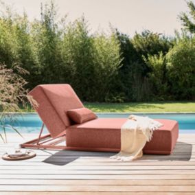 Bain de soleil avec coussin inclinable 5 positions terracotta  Oviala