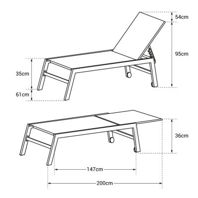 Bain de soleil BARBADOS en textilène blanc - aluminium blanc - Happy Garden