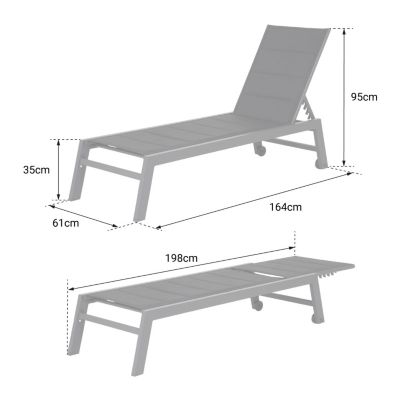 Bain de soleil BARBADOS en textilène gris - aluminium blanc - Happy Garden