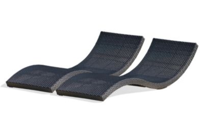Bain de soleil Cancun résine tressée noir L.190 cm DCB Garden (lot de 2)