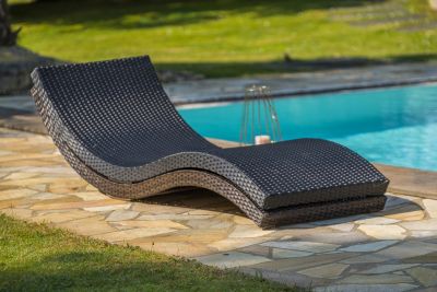 Bain de soleil Cancun résine tressée noir L.190 cm DCB Garden (lot de 2)