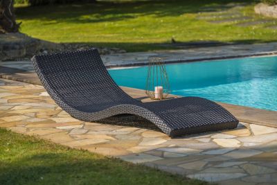 Bain de soleil Cancun résine tressée noir L.190 cm DCB Garden (lot de 2)