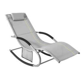 Bain de Soleil Fauteuil à Bascule avec Appui-tête et Pochette latérale, OGS28-HG, SoBuy