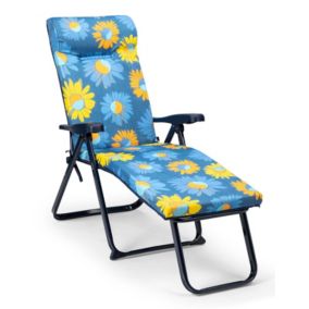 Bain de Soleil Fauteuil de Jardin avec Repose Pieds Solenny 6 Positions Rembourrage 5 cm 132x62x114 cm