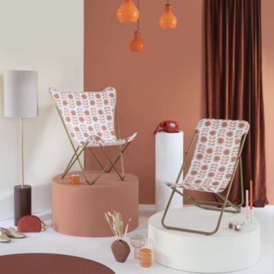Bain de soleil fauteuil Retro Lafuma acier et polyester Imprimé rétro l.78cm x H.99cm
