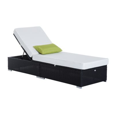 Bain de soleil grand confort dossier inclinable multi positions matelas épaisseur 10 cm crème résine tressée 4 fils noir