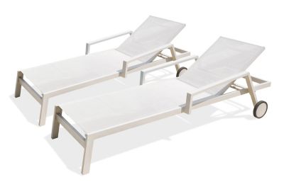 Bain de soleil Ibiza aluminium blanc L.210 cm Paris Garden (lot de 2)