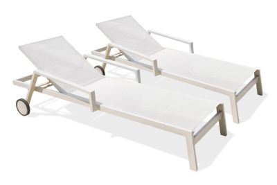 Bain de soleil Ibiza aluminium blanc L.210 cm Paris Garden (lot de 2)