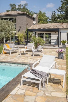 Bain de soleil Ibiza aluminium blanc L.210 cm Paris Garden (lot de 2)