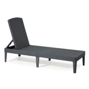 Bain de soleil plat en poly rotin anthracite