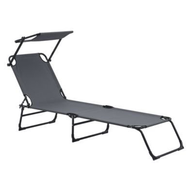 Bain de Soleil Pliable Lomeda avec Pare-soleil Gris Foncé 187 x 53 x 27 cm casa.pro