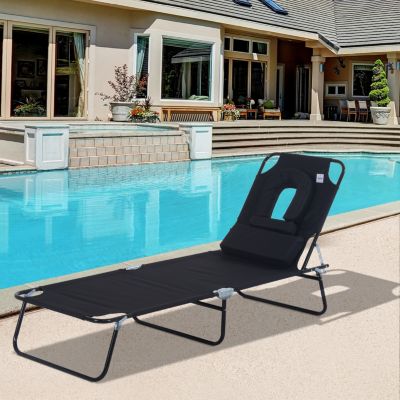 Bain de soleil pliable transat inclinable 4 positions chaise longue de lecture 3 coussins fournis noir