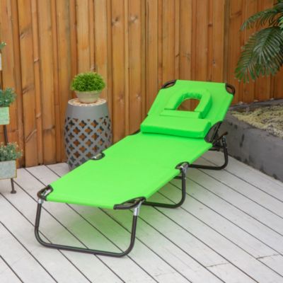 Bain de soleil pliable transat inclinable 4 positions chaise longue de lecture 3 coussins fournis vert