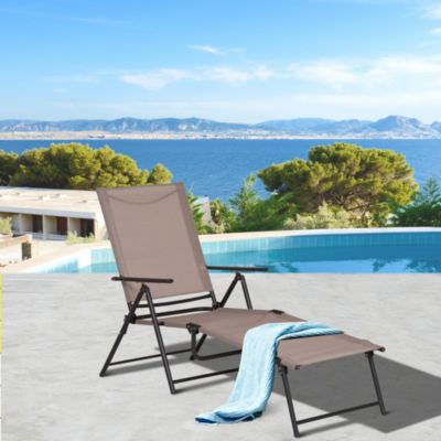 Bain de soleil pliable transat inclinable 5 positions accoudoirs métal époxy textilène