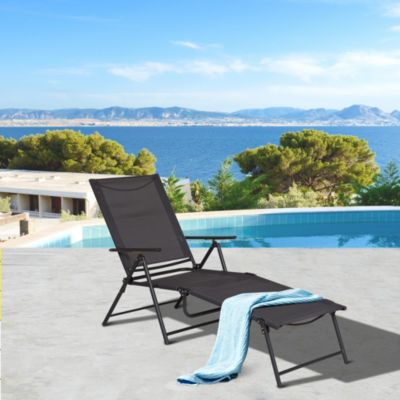 Bain de soleil pliable transat inclinable 5 positions accoudoirs métal époxy textilène