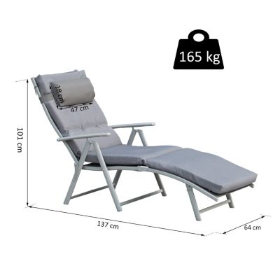 Bain de soleil pliable transat inclinable 7 positions avec matelas accoudoirs métal époxy textilène polyester