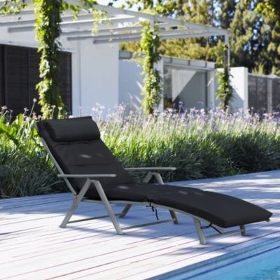 Bain de soleil pliable transat inclinable 7 positions avec matelas accoudoirs métal époxy textilène polyester