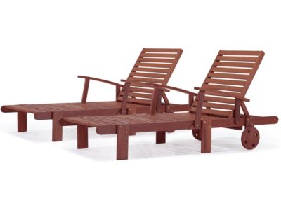 Bain de soleil pliant en bois exotique "Tokyo"  Mahogany  Marron acajou  Lot de 2