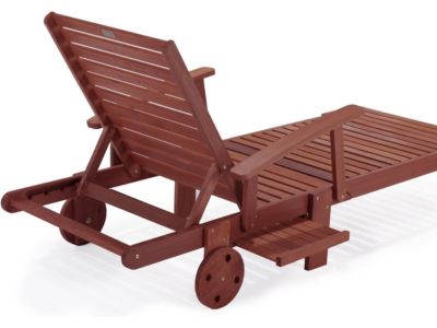 Bain de soleil pliant en bois exotique "Tokyo"  Mahogany  Marron acajou  Lot de 2