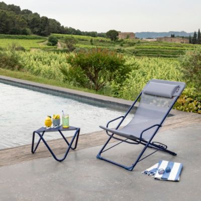 Bain de soleil Transaswing Lafuma polyester et acier indigo l.60cm x H.91cm