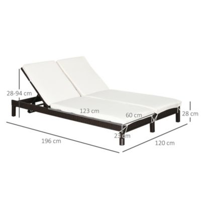 Bain de soleil transat 2 places - grand confort - dossier inclinable multi-positions - matelas fournis - résine tressée chocolat