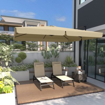 Bain de soleil transat inclinable 5 positions - tétière, 2 roulettes - alu. textilène kaki