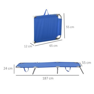 Bain de soleil transat pliable dossier réglable multipositions métal et polyester bleu