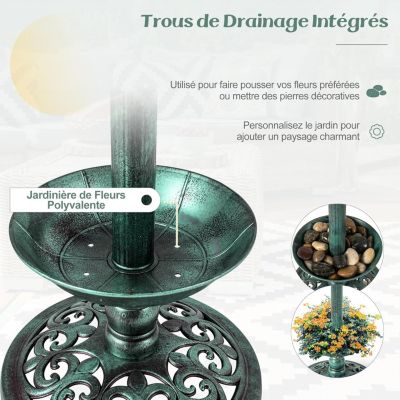 Bain oiseaux sur Pied Solaire Mangeoire Oiseaux Extérieur avec 2 Lampes à Energie Solaire Support Remplissable vert