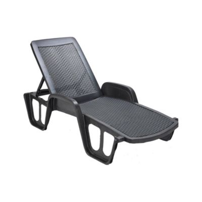 Bains de soleil Milano, Chaise longue de jardin réglable avec accoudoirs, Chaise longue d'extérieur, 192x71h100 cm, Anthracite