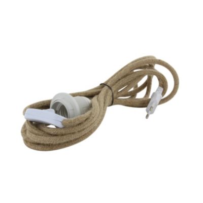 Cordon De Suspension Réglable En Jute Pour Lampe - Douille E27, Interrupteur Intégré, Style Vintage Intérieur