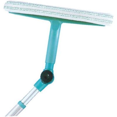 Balai lave vitre 3-en-1 51120 Leifheit, ustensile de nettoyage vitres, manche télescopique 110 à 200 cm, housse microfibre,