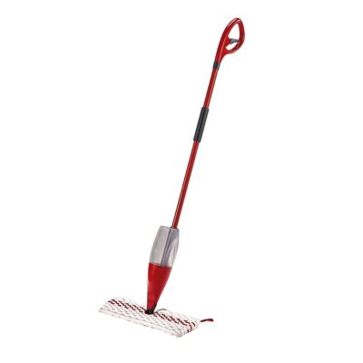 Balai pulvérisateur avec réservoir, nettoyeur vapeur, séparateur de poussière en microfibre coloris rouge.