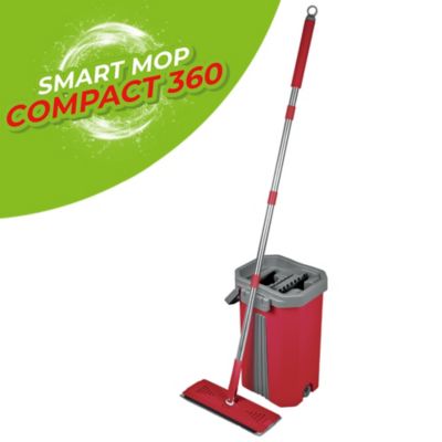 Balai serpillère Smart Mop 360 tête extra large pivotante + Seau 2 compartiments + 2 lingettes microfibre Passat
