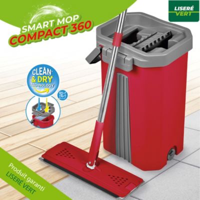 Balai serpillère Smart Mop 360 tête extra large pivotante + Seau 2 compartiments + 2 lingettes microfibre Passat